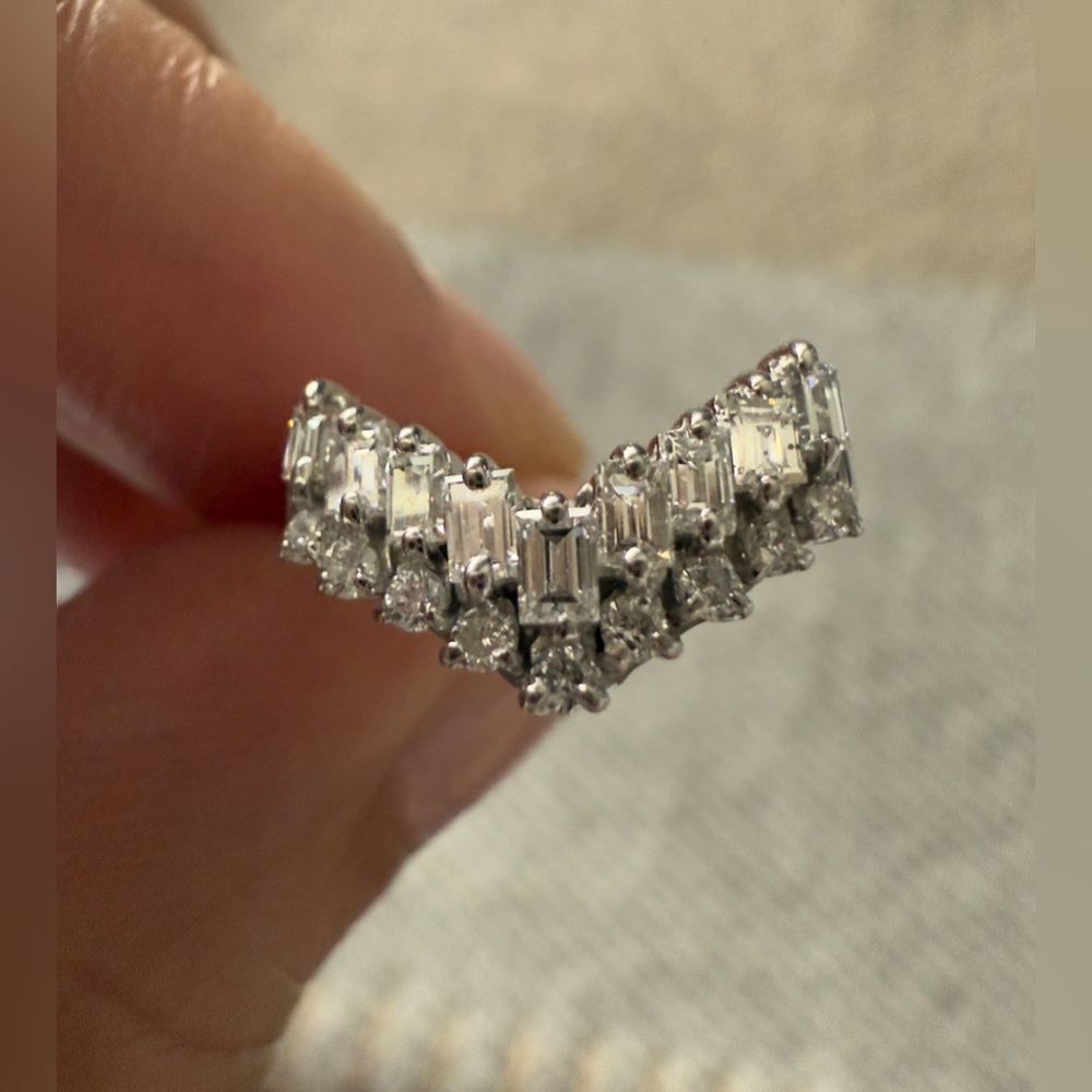 Pt900 Diamond V Ring Platinum